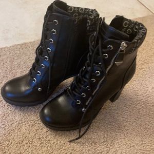 Black Guess Heeled Boots